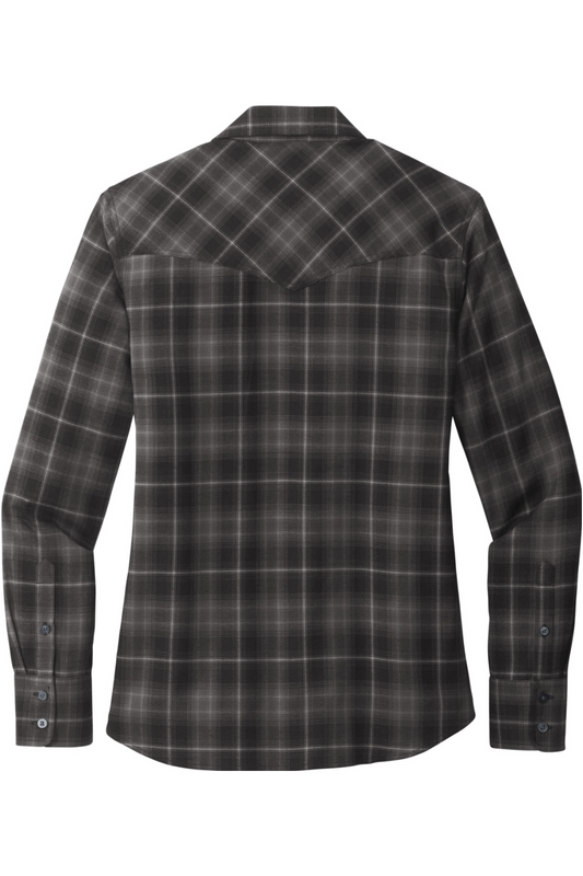Port Authority Ladies Long Sleeve Ombre Plaid Shirt