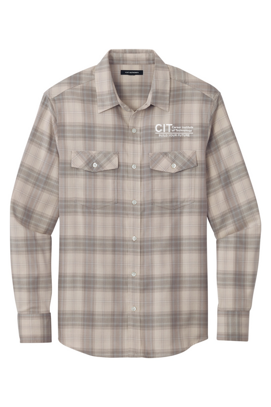 Port Authority Long Sleeve Ombre Plaid Shirt