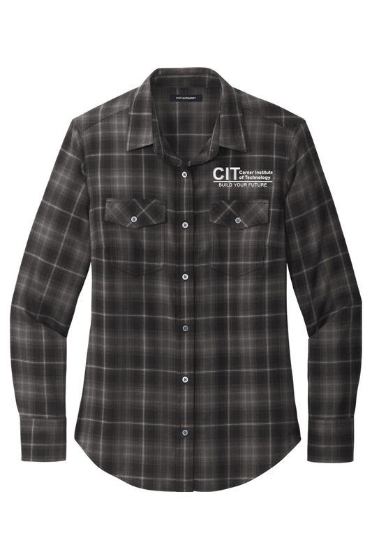 Port Authority Ladies Long Sleeve Ombre Plaid Shirt
