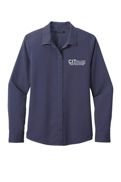 Port Authority Ladies Long Sleeve Performance Staff Shirt EMBROIDERED