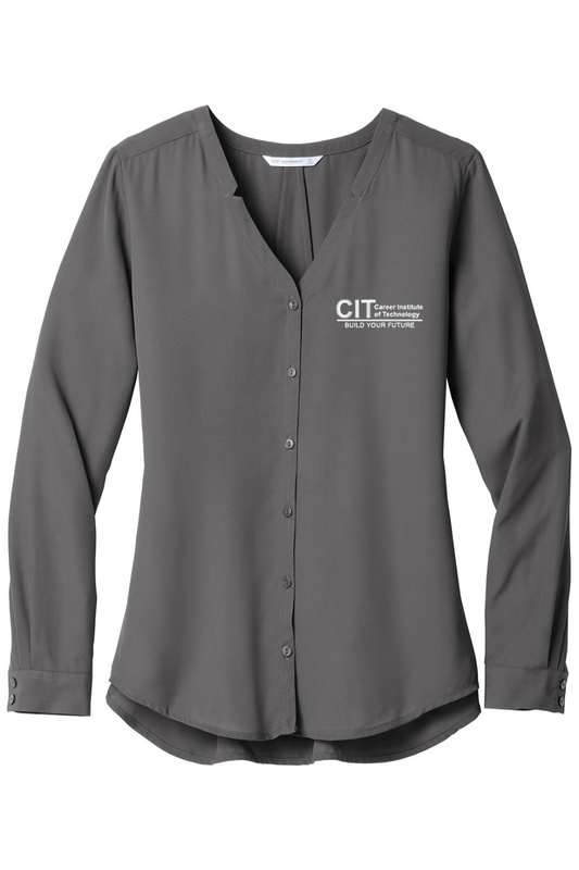 Port Authority Ladies Long Sleeve Button-Front Blouse
