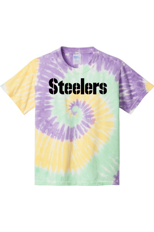 Black Logo Port & Company Youth Tie-Dye Tee