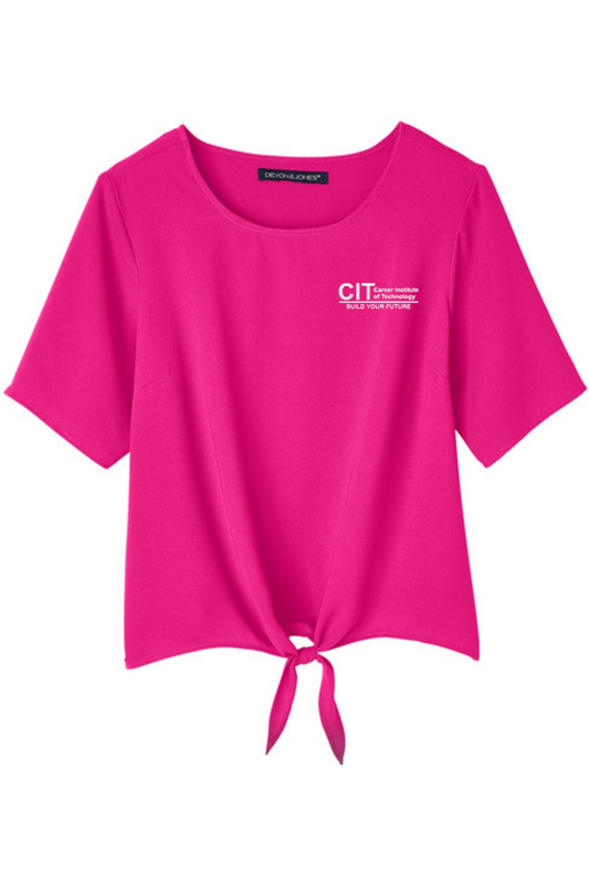 Devon & Jones Ladies' Perfect Fit™ Tie-Front Blouse EMBROIDERED