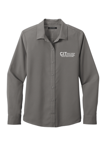 Port Authority Ladies Long Sleeve Performance Staff Shirt EMBROIDERED