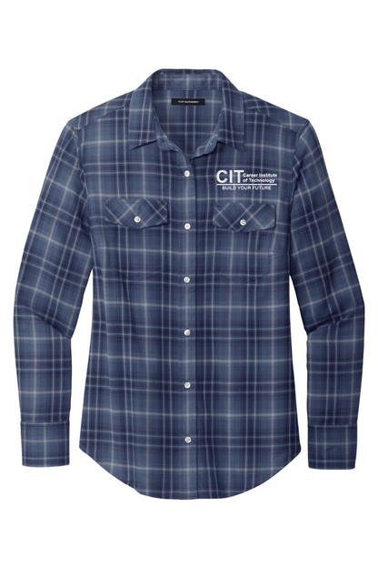 Port Authority Ladies Long Sleeve Ombre Plaid Shirt