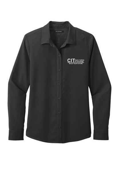 Port Authority Ladies Long Sleeve Performance Staff Shirt EMBROIDERED