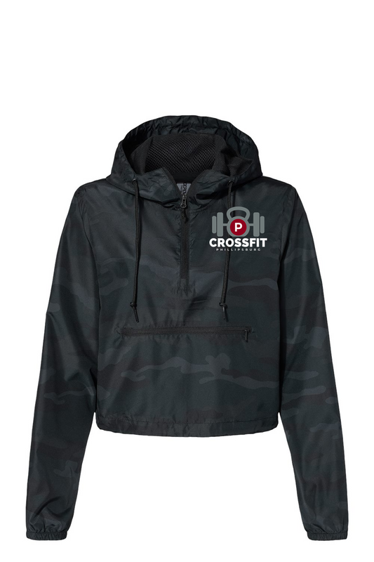 Independent Trading Co. Women's Lightweight Quarter-Zip Pullover Crop Windbreaker
